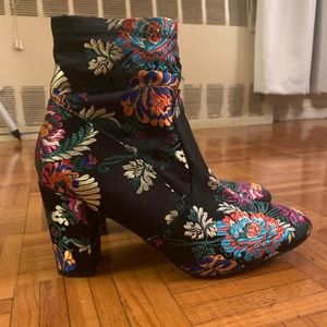 Steve Madden metallic floral print booties